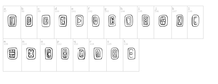 FE Natural Signs font map